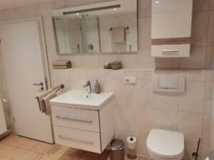 Ferienwohnung Grittmann in Bürgstadt - Waschbecken und Toilette im Badezimmer