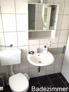 Waschbecken und WC im Badezimmer der Ferienwohnung Dörr in Bürgstadt
