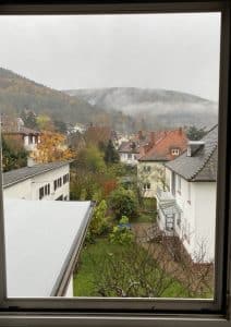 Aussicht aus einem der Fenster der Ferienwohnung Forsthaus in Miltenberg