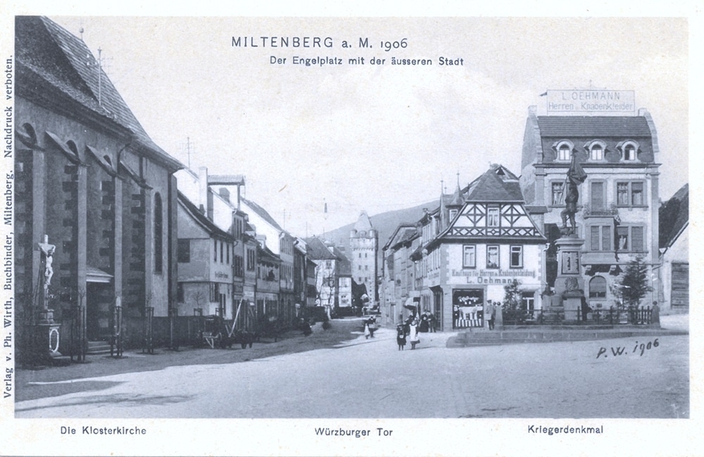 Der Engelplatz im Jahr 1906 auf einer Postkarte der Druckerei Philipp Wirth