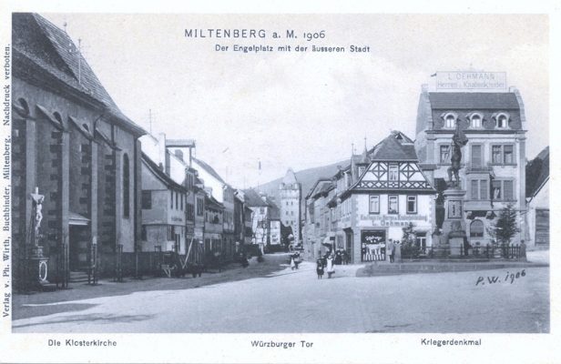 Der Engelplatz im Jahr 1906 auf einer Postkarte der Druckerei Philipp Wirth