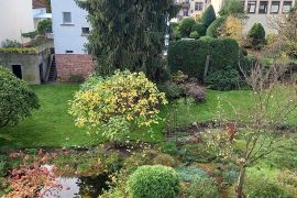 Ferienwohnung "Altstadtblick" in Miltenberg - Blick auf den Garten mit kleinem Teich