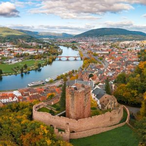 Panoramablick auf Miltenberg zur Herbstzeit.