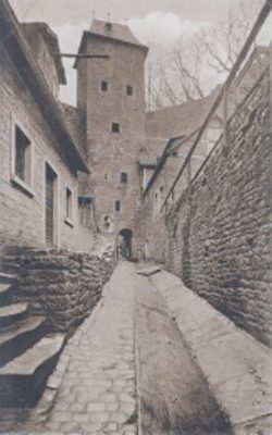 Historisches Foto vom Schnatterlochturm in Miltenberg