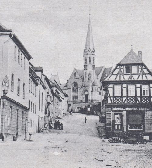 historische Aufnahme der evangelischen Johanneskirche in Miltenberg
